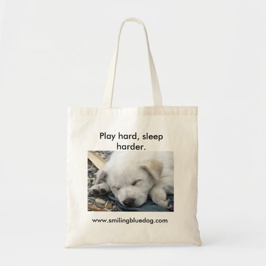 Speel hard, slaap harder tote bag (Voorkant)