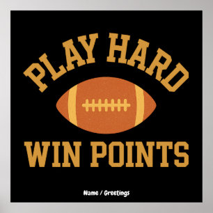 Speel Hard, Win Punten Retro Game Day Sport Poster