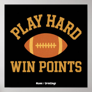 Speel Hard, Win Punten Retro Game Day Sport Poster