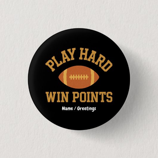 Speel Hard, Win Punten Retro Game Day Sporten  Ronde Button 3,2 Cm (Voorkant)