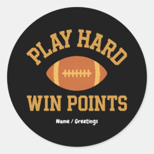 Speel Hard, Win Punten Retro Game Day Sporten  Ronde Sticker
