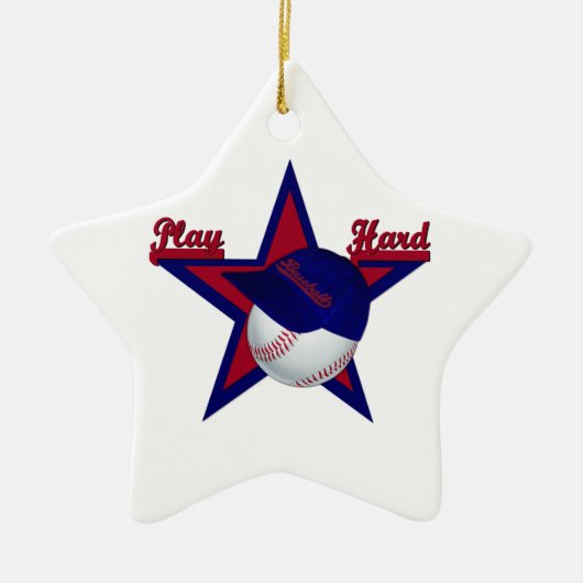 Speel Harde Softball en Pet Star Ornament (Voorkant)