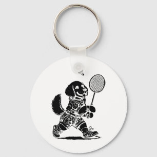 Speel het badminton player shuttle racket sleutelhanger