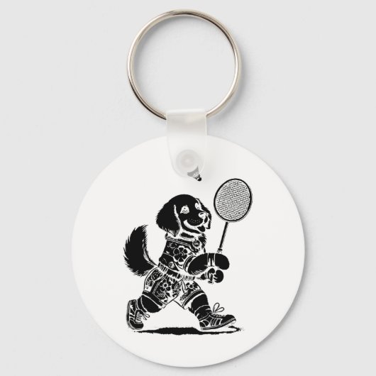 Speel het badminton player shuttle racket sleutelhanger (Voorkant)