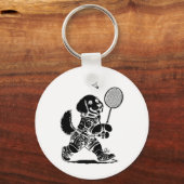 Speel het badminton player shuttle racket sleutelhanger (Voorkant)