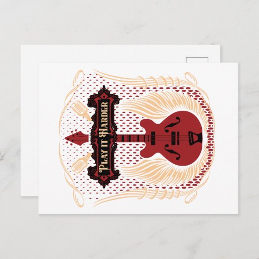 Speel het harder Gitarre Briefkaart (Voorkant / Achterkant)