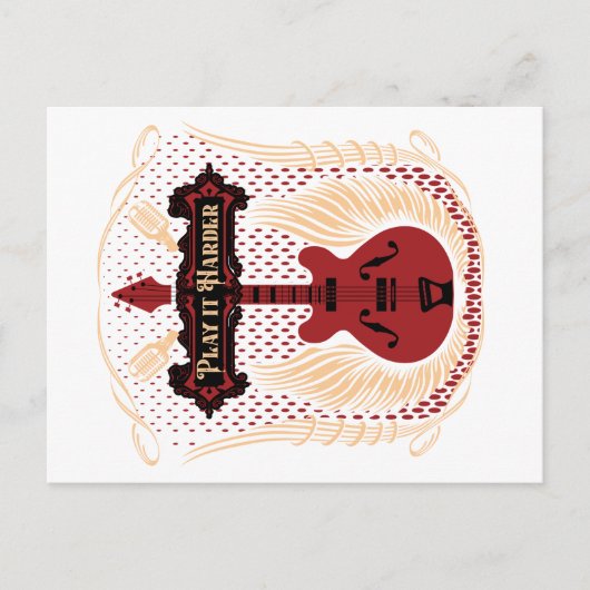 Speel het harder Gitarre Briefkaart (Voorkant)