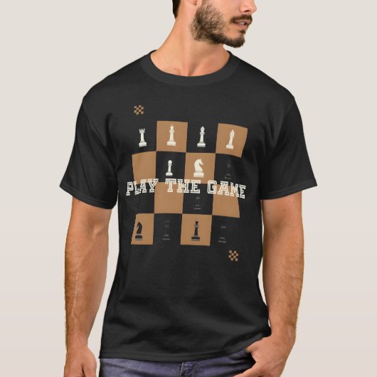 Speel het schaakspel meisje retro t-shirt (Voorkant)