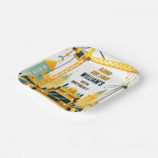 speel kinder Eenvoudige bouwwagens 5de geboortedag Papieren Bordje (Gebogen)