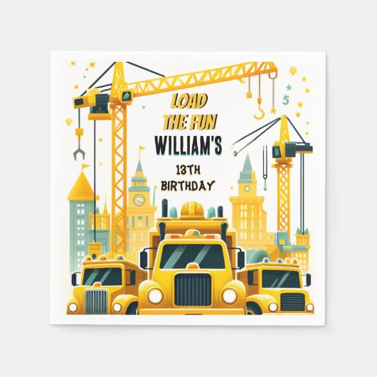 speel kinder Eenvoudige bouwwagens 5de geboortedag Servet (Voorkant)