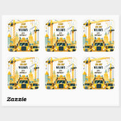 speel kinder Eenvoudige bouwwagens 5de geboortedag Vierkante Sticker (Vel)