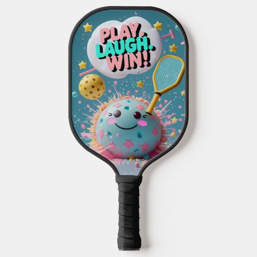 Speel. Lach. Win! – Minimaal Kawaii Pickleball Pad Paddle (Voorkant)
