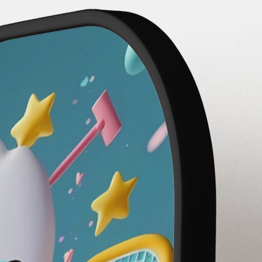 Speel. Lach. Win! – Minimaal Kawaii Pickleball Pad Pickleball Paddle (Links Detail)