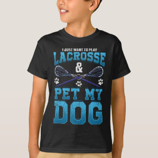 Speel lacrosse en huisdier een hond lacrosse spele t-shirt