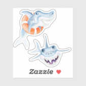 Speel leuke baby haaien waterverf kunst sticker (Vel)