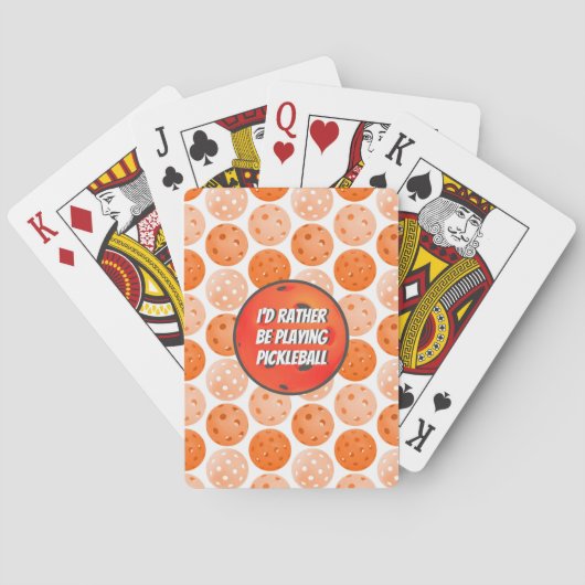 Speel liever Pickleball Oranje Pickleballetjes Pokerkaarten (Achterkant)