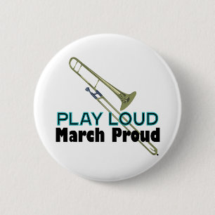 Speel luid, marmerforel (trombone) ronde button 5,7 cm