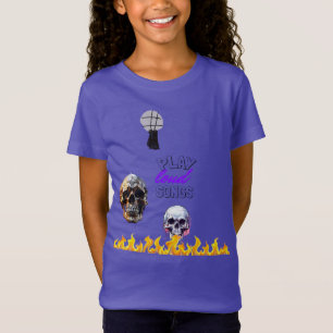 Speel luide liedjes Skull Flame Paarse Kinderen T-shirt