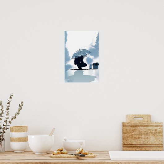 Speel met Cat op Rainy Day Poster (Keuken)