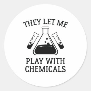 Speel met chemicaliën ronde sticker
