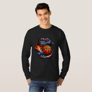 Speel Met Hart Basketbal Motiverende Kunst Lange S T-shirt
