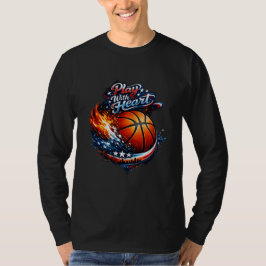 Speel Met Hart Basketbal Motiverende Kunst Lange S T-shirt
