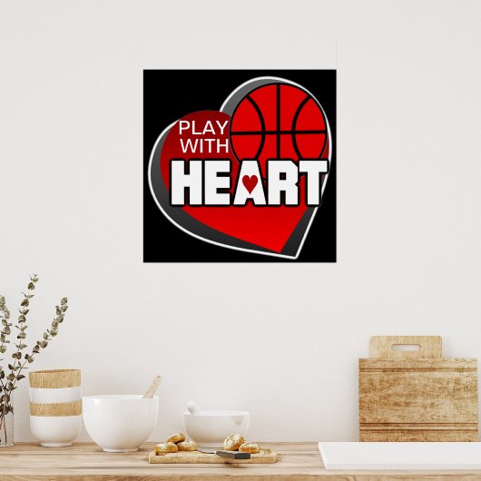 Speel met hart Basketball-Poster Poster (Keuken)