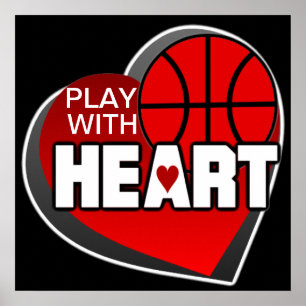 Speel met hart Basketball-Poster Poster