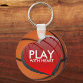 Speel met hart Basketball Sleutelhanger (Voorkant)