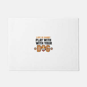 Speel Met Je Hond Grappige Vintage Gravure Ontwerp Deurmat
