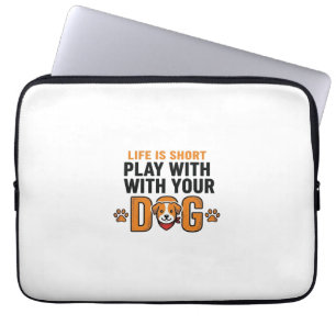 Speel Met Je Hond Grappige Vintage Gravure Ontwerp Laptop Sleeve