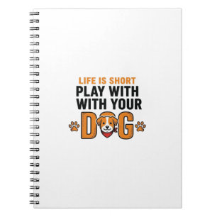 Speel Met Je Hond Grappige Vintage Gravure Ontwerp Notitieboek