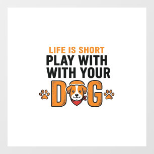 Speel Met Je Hond Grappige Vintage Gravure Ontwerp Raamsticker