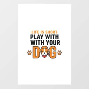 Speel Met Je Hond Grappige Vintage Gravure Ontwerp Raamsticker