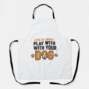 Speel Met Je Hond Grappige Vintage Gravure Ontwerp Schort