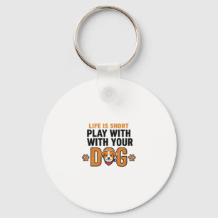 Speel Met Je Hond Grappige Vintage Gravure Ontwerp Sleutelhanger
