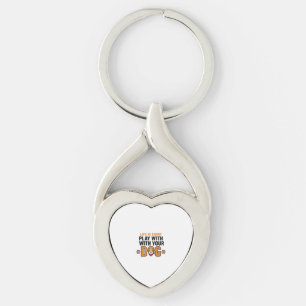 Speel Met Je Hond Grappige Vintage Gravure Ontwerp Sleutelhanger