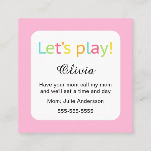 Speel met mama kaarten met schattige uil contactkaartje (Achterkant)