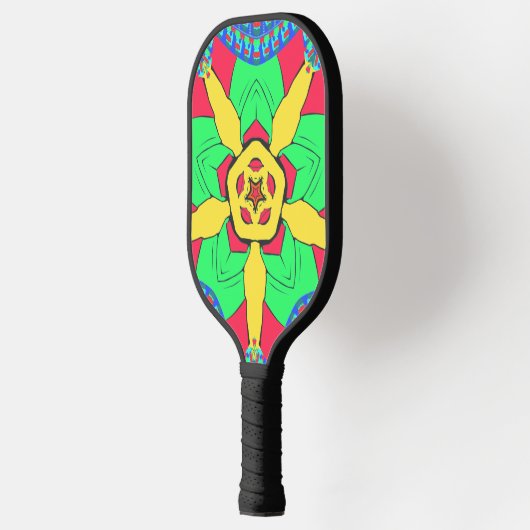Speel met Rasta Flair Red Golden Green Star Floral Pickleball Paddle (Links)