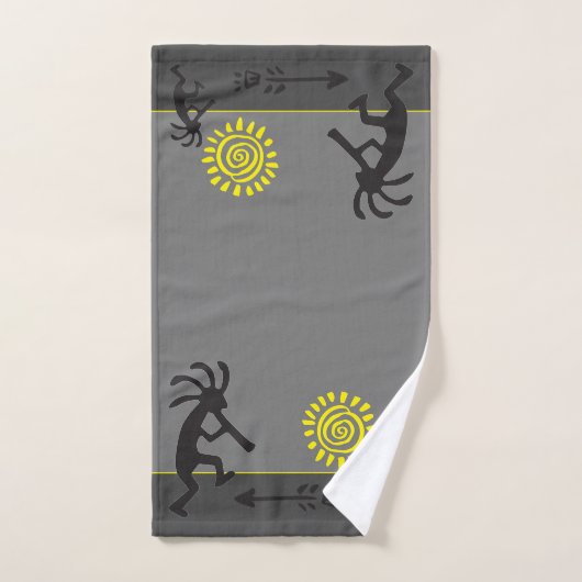 Speel met uw kleurenkrans Gray Kokopelli Bath Towe Bad Handdoek (Handdoek)