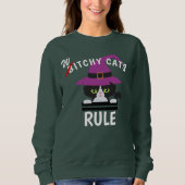 Speel met woorden Witchy Cats Rule Funny Halloween Trui (Voorkant)