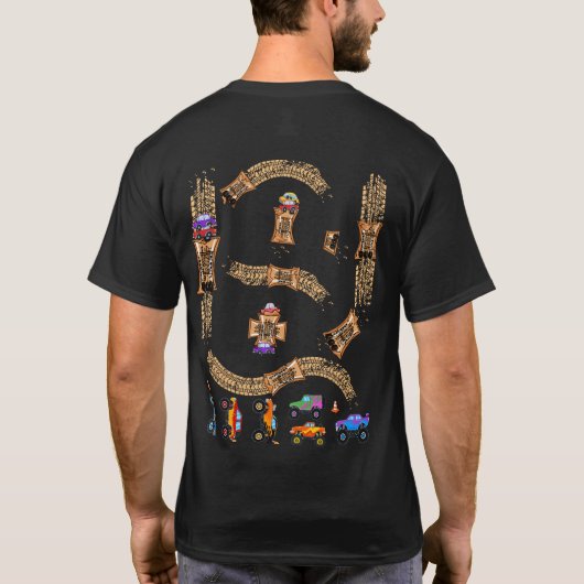 Speel Monster Trucks Op Papa's Back Mat Road Car R T-shirt (Achterkant)