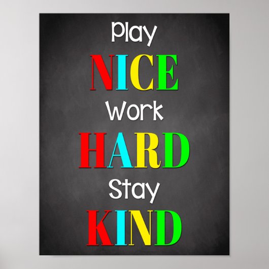 Speel mooi Inspirerend klaslokaal met hard werken Poster (Voorkant)