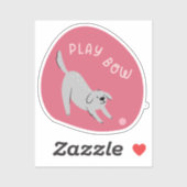 Speel nu schattig geïllustreerde hond cherry roze sticker (Vel)