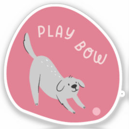 Speel nu schattig geïllustreerde hond cherry roze sticker