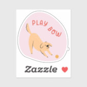 Speel nu schattig geïllustreerde hond roze sticker (Vel)