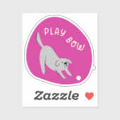 Speel nu schattige geïllustreerde hond fuchsia sticker (Vel)