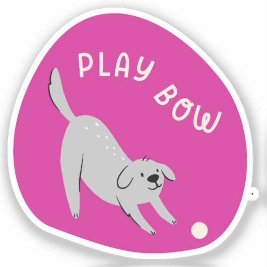 Speel nu schattige geïllustreerde hond fuchsia sticker (Voorkant)
