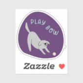 Speel nu schattige geïllustreerde hond paarse turq sticker (Vel)