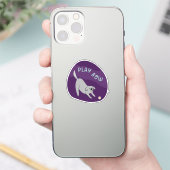 Speel nu schattige geïllustreerde hond paarse turq sticker (Telefoon)